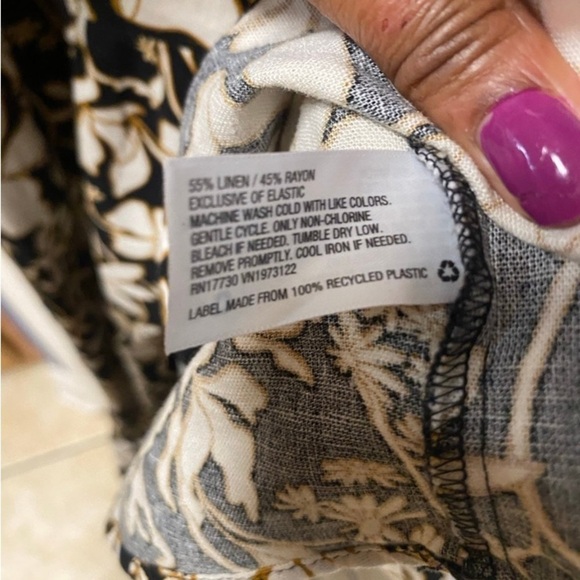 NWT Ava & Viv Midi Dress Floral Linen Blend Smocked Sleeveless Ruffle Size 1X - Picture 9 of 9